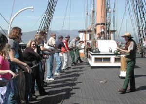 Hoisting the sail on the Balclutha at San Francisco Maritime National Park