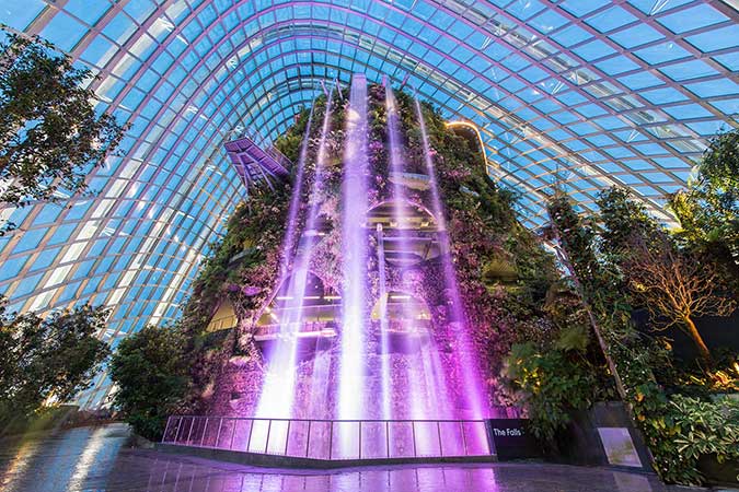 Waterfall in Cloud Forest Dome, Gardens by the Bay, Singapore